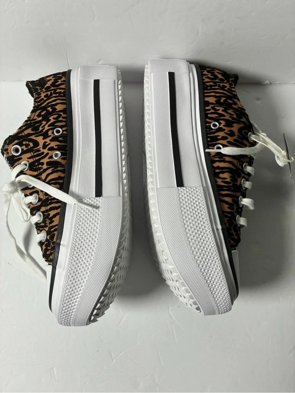 Converse Low Top Sneakers in Black, Brown & White Animal Print